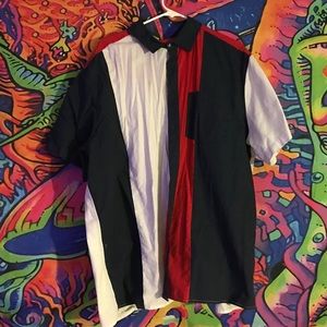 Oversized color block button up